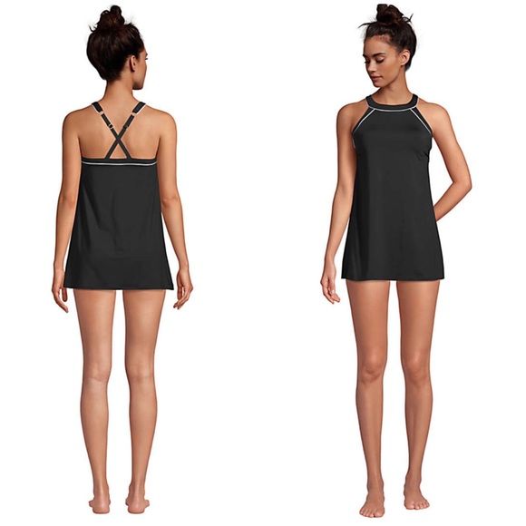 Lands End Swim Dress black high neck - Picture 8 of 8